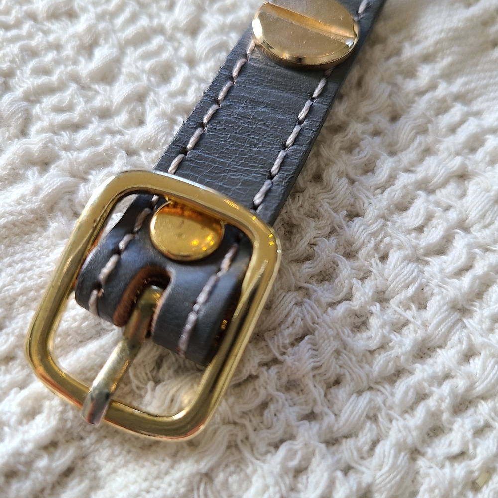 Leather and Gold- Colored accent Belt Bracelet - Picture 8 of 16